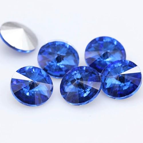 Fantastische 6/8/10/12/14/16/18/25 mm Cabochons, rund, ausgefallener Strass-Kristall für Applikationen, Kleidung, Dekoration, Perle, mittlerer Saphir, 25 mm, 2 Stück Fantastische 6/8/10/12/14/16/18/25 mm Cabochons, rund, ausgefallener Strass-Kristall für Applikationen, Kleidung, Dekoration, Perle, mittlerer Saphir, 25 mm, 2 Stück von QOVBD