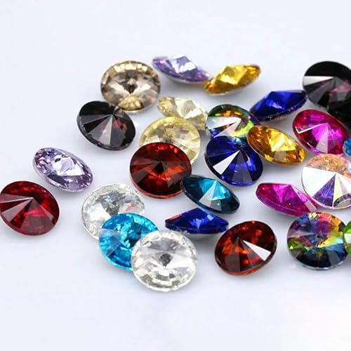 Fantastische 6/8/10/12/14/16/18/25 mm Cabochons, rund, ausgefallener Strass-Kristall für Applikationen, Kleidung, Dekoration, Perlen, gemischte Farben, 12 mm, 12 Stück Fantastische 6/8/10/12/14/16/18/25 mm Cabochons, rund, ausgefallener Strass-Kristall für Applikationen, Kleidung, Dekoration, Perlen, gemischte Farben, 12 mm, 12 Stück von QOVBD