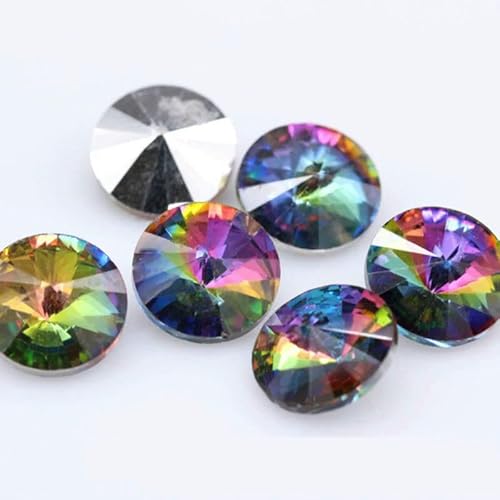Fantastische 6/8/10/12/14/16/18/25 mm Cabochons, rund, ausgefallener Strass-Kristall für Applikationen, Kleidung, Dekorationsperle, mittelgroß, 25 mm, 2 Stück Fantastische 6/8/10/12/14/16/18/25 mm Cabochons, rund, ausgefallener Strass-Kristall für Applikationen, Kleidung, Dekorationsperle, mittelgroß, 25 mm, 2 Stück von QOVBD