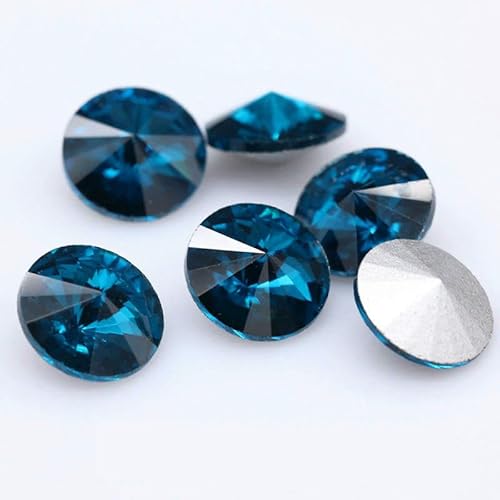 Fantastische 6/8/10/12/14/16/18/25 mm Cabochons, rund, ausgefallener Strass-Kristall für Applikationen, Kleidung, Dekorationsperlen, Capriblau, 10 mm, 20 Stück Fantastische 6/8/10/12/14/16/18/25 mm Cabochons, rund, ausgefallener Strass-Kristall für Applikationen, Kleidung, Dekorationsperlen, Capriblau, 10 mm, 20 Stück von QOVBD