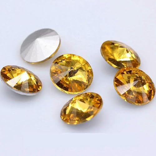 Fantastische 6/8/10/12/14/16/18/25 mm Cabochons, rund, ausgefallener Strass-Kristall für Applikationen, Kleidung, Dekorationsperlen, Gold, 12 mm, 12 Stück Fantastische 6/8/10/12/14/16/18/25 mm Cabochons, rund, ausgefallener Strass-Kristall für Applikationen, Kleidung, Dekorationsperlen, Gold, 12 mm, 12 Stück von QOVBD