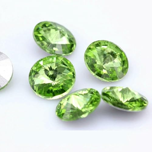 Fantastische 6/8/10/12/14/16/18/25 mm Cabochons, rund, ausgefallener Strass-Kristall für Applikationen, Kleidung, Dekorationsperlen, Hellgrün, 10 mm, 20 Stück von QOVBD