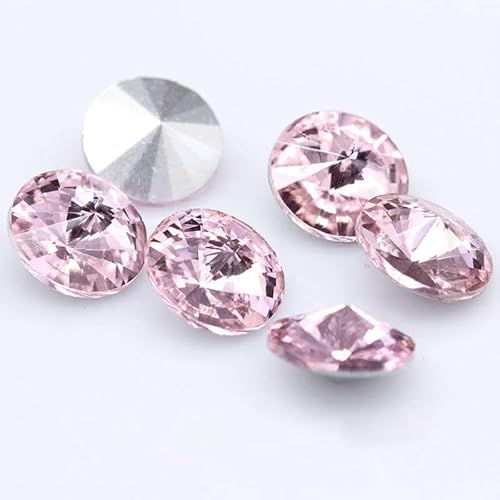 Fantastische 6/8/10/12/14/16/18/25 mm Cabochons, rund, ausgefallener Strass-Kristall für Applikationen, Kleidung, Dekorationsperlen, Hellrosa, 18 mm, 6 Stück Fantastische 6/8/10/12/14/16/18/25 mm Cabochons, rund, ausgefallener Strass-Kristall für Applikationen, Kleidung, Dekorationsperlen, Hellrosa, 18 mm, 6 Stück von QOVBD
