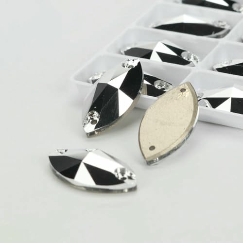Flache Navette-Schnalle aus Glas, Nähsteine, flache Rückseite, zum Aufnähen von Strasssteinen für Kleidertaschen, 001CA, Komet Argent L, 72 Stück, 5 mm, 10 mm Flache Navette-Schnalle aus Glas, Nähsteine, flache Rückseite, zum Aufnähen von Strasssteinen für Kleidertaschen, 001CA, Komet Argent L, 72 Stück, 5 mm, 10 mm von QOVBD