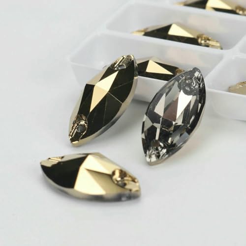 Flache Navette-Schnalle aus Glas, Nähsteine, flache Rückseite, zum Aufnähen von Strasssteinen für Kleidertaschen, 001DO Dorado, 12 Stück, 15 mm, 32 mm Flache Navette-Schnalle aus Glas, Nähsteine, flache Rückseite, zum Aufnähen von Strasssteinen für Kleidertaschen, 001DO Dorado, 12 Stück, 15 mm, 32 mm von QOVBD