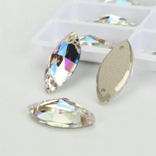 Flache Navette-Schnalle aus Glas, Nähsteine, flache Rückseite, zum Aufnähen von Strasssteinen für Kleidertaschen, 001MO, Mondlicht, 42 Stück, 7 mm, 15 mm Flache Navette-Schnalle aus Glas, Nähsteine, flache Rückseite, zum Aufnähen von Strasssteinen für Kleidertaschen, 001MO, Mondlicht, 42 Stück, 7 mm, 15 mm von QOVBD
