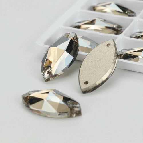 Flache Navette-Schnalle aus Glas, Nähsteine, flache Rückseite, zum Aufnähen von Strasssteinen für Kleidertaschen, 001SA, Satin, 12 Stück, 15 mm, 32 mm Flache Navette-Schnalle aus Glas, Nähsteine, flache Rückseite, zum Aufnähen von Strasssteinen für Kleidertaschen, 001SA, Satin, 12 Stück, 15 mm, 32 mm von QOVBD