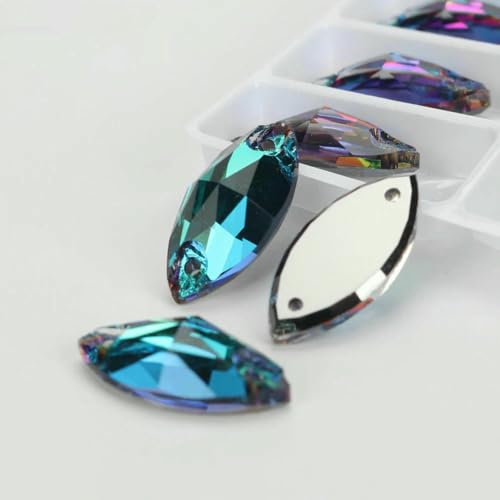 Flache Navette-Schnalle aus Glas, Nähsteine, flache Rückseite, zum Aufnähen von Strasssteinen für Kleidertaschen, 001SP Sphinx, 72 Stück, 5 mm, 10 mm von QOVBD