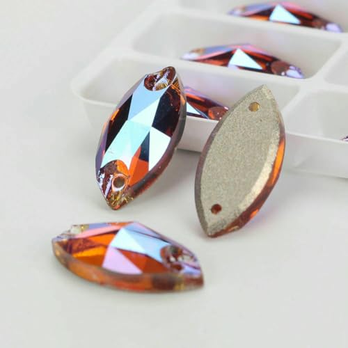 Flache Navette-Schnalle aus Glas, Nähsteine, flache Rückseite, zum Aufnähen von Strasssteinen für Kleidertaschen, 259SI, Mandarine SI, 42 Stück, 7 mm, 15 mm Flache Navette-Schnalle aus Glas, Nähsteine, flache Rückseite, zum Aufnähen von Strasssteinen für Kleidertaschen, 259SI, Mandarine SI, 42 Stück, 7 mm, 15 mm von QOVBD