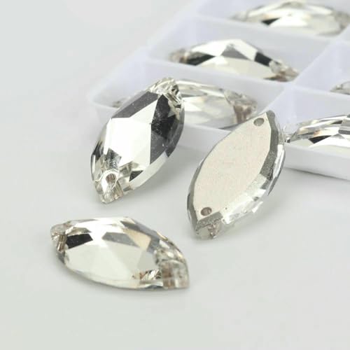 Flache Navette-Schnalle aus Glas, Nähsteine, flache Rückseite, zum Aufnähen von Strasssteinen für Kleidertaschen, T001 Kristall, 72 Stück, 5 mm, 10 mm Flache Navette-Schnalle aus Glas, Nähsteine, flache Rückseite, zum Aufnähen von Strasssteinen für Kleidertaschen, T001 Kristall, 72 Stück, 5 mm, 10 mm von QOVBD