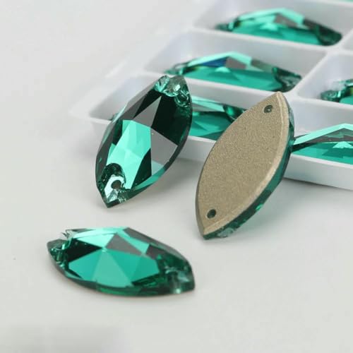Flache Navette-Schnalle aus Glas, Nähsteine, flache Rückseite, zum Aufnähen von Strasssteinen für Kleidertaschen, T205 Smaragdgrün, 42 Stück, 7 mm, 15 mm Flache Navette-Schnalle aus Glas, Nähsteine, flache Rückseite, zum Aufnähen von Strasssteinen für Kleidertaschen, T205 Smaragdgrün, 42 Stück, 7 mm, 15 mm von QOVBD