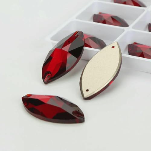 Flache Navette-Schnalle aus Glas, Nähsteine, flache Rückseite, zum Aufnähen von Strasssteinen für Kleidertaschen, T208 Siam, 72 Stück, 5 mm, 10 mm von QOVBD