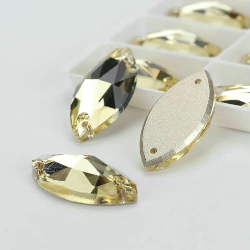 Flache Navette-Schnalle aus Glas, Nähsteine, flache Rückseite, zum Aufnähen von Strasssteinen für Kleidertaschen, T213 Jonquil, 72 Stück, 5 mm, 10 mm von QOVBD