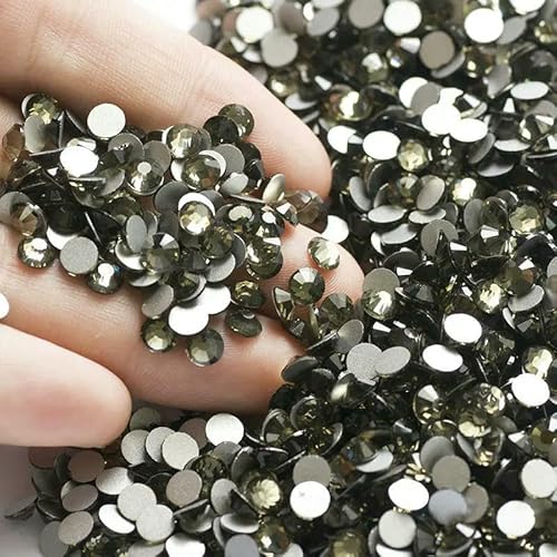 Flache Rückseite, Kristall-Strasssteine, Nagelkleidung für Handarbeiten, DIY, Basteln, Dekor, Edelsteine, Schwarzer Diamant, SS20, 1440 Stück von QOVBD