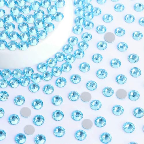 Glas-Strasssteine ohne Hotfix, SS6–SS30, Glitzersteine mit silberner Unterseite, Kristall, Nagelkunst, DIY, Basteln, Dekoration, Aquamarin, SS12, 1440 Stück von QOVBD