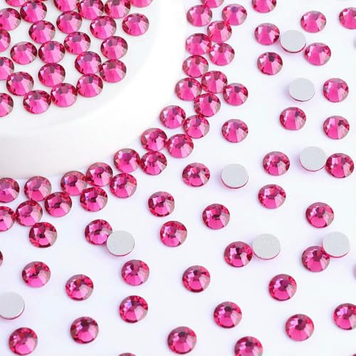 Glas-Strasssteine ohne Hotfix, SS6–SS30, Glitzersteine mit silberner Unterseite, Kristall-Nagelkunst, DIY-Basteldekoration, Fuchsia, SS12, 1440 Stück Glas-Strasssteine ohne Hotfix, SS6–SS30, Glitzersteine mit silberner Unterseite, Kristall-Nagelkunst, DIY-Basteldekoration, Fuchsia, SS12, 1440 Stück von QOVBD