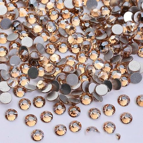 Glitzernde Kaltfixierung, flache Rückseite, nicht Hotfix-Strasssteine für DIY-Taschen, Nägel, Stoff, Kleidungsdekoration, Schmuckzubehör – Goldschatten – SS34 – 288 Stück von QOVBD