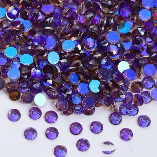 Glitzernde Kaltfixierung, flache Rückseite, nicht Hotfix-Strasssteine für DIY-Taschen, Nägel, Stoff, Kleidungsdekoration, Schmuckzubehör – Lila Aurora – SS34 – 288 Stück von QOVBD