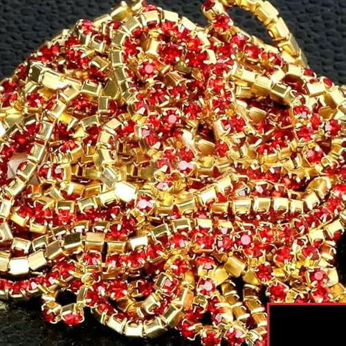 Goldbasis-Klaue, hochdichte, klare Farben, Strass-Cup-Kette, SS6 2 mm, SS8 2,5 mm, SS10 2,8 mm, SS12 3,0 mm, 4,0 mm, zum Aufnähen und Aufkleben, Besatz-A13 Rot-SS12 3,0 mm, 2 Yards Goldbasis-Klaue, hochdichte, klare Farben, Strass-Cup-Kette, SS6 2 mm, SS8 2,5 mm, SS10 2,8 mm, SS12 3,0 mm, 4,0 mm, zum Aufnähen und Aufkleben, Besatz-A13 Rot-SS12 3,0 mm, 2 Yards von QOVBD