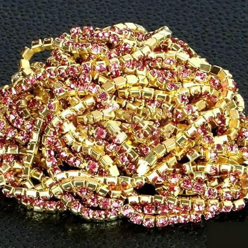 Goldbasis-Klaue, hochdichte, klare Farben, Strass-Cup-Kette, SS6 2 mm, SS8 2,5 mm, SS10 2,8 mm, SS12 3,0 mm, 4,0 mm, zum Aufnähen und Aufkleben, Besatz-A16 Rose-SS6 2 mm, 10 Yards Goldbasis-Klaue, hochdichte, klare Farben, Strass-Cup-Kette, SS6 2 mm, SS8 2,5 mm, SS10 2,8 mm, SS12 3,0 mm, 4,0 mm, zum Aufnähen und Aufkleben, Besatz-A16 Rose-SS6 2 mm, 10 Yards von QOVBD