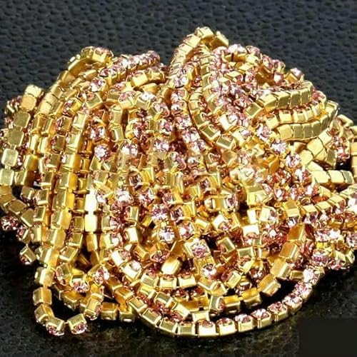 Goldbasis-Klaue, hochdichte, klare Farben, Strass-Cup-Kette, SS6 2 mm, SS8 2,5 mm, SS10 2,8 mm, SS12 3,0 mm, 4,0 mm, zum Aufnähen und Aufkleben, Besatz-A17 Pink-SS8 2,5 mm, 10 Yards Goldbasis-Klaue, hochdichte, klare Farben, Strass-Cup-Kette, SS6 2 mm, SS8 2,5 mm, SS10 2,8 mm, SS12 3,0 mm, 4,0 mm, zum Aufnähen und Aufkleben, Besatz-A17 Pink-SS8 2,5 mm, 10 Yards von QOVBD