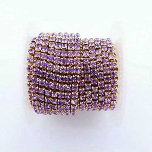 Goldbasis-Klaue, hochdichte, klare Farben, Strass-Cup-Kette, SS6 2 mm, SS8 2,5 mm, SS10 2,8 mm, SS12 3,0 mm, 4,0 mm, zum Aufnähen und Aufkleben, Besatz-A21 Violett-SS12 3,0 mm, 10 Yards Goldbasis-Klaue, hochdichte, klare Farben, Strass-Cup-Kette, SS6 2 mm, SS8 2,5 mm, SS10 2,8 mm, SS12 3,0 mm, 4,0 mm, zum Aufnähen und Aufkleben, Besatz-A21 Violett-SS12 3,0 mm, 10 Yards von QOVBD