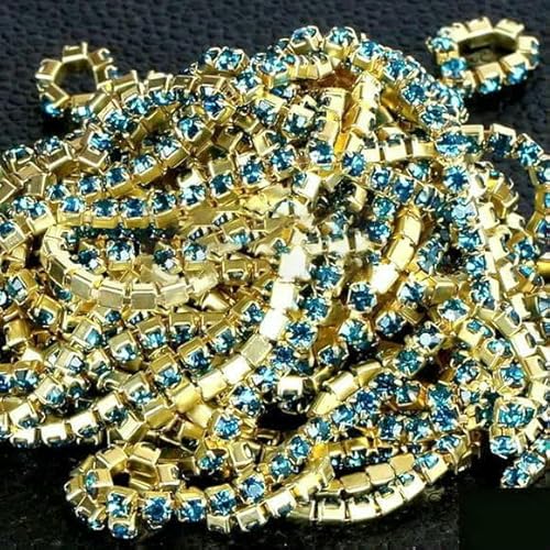 Goldbasis-Klaue, hochdichte, klare Farben, Strass-Cup-Kette, SS6 2 mm, SS8 2,5 mm, SS10 2,8 mm, SS12 3,0 mm, 4,0 mm, zum Aufnähen und Aufkleben, Besatz – A9, blauer Zirkon – SS8 2,5 mm, 10 Yards Goldbasis-Klaue, hochdichte, klare Farben, Strass-Cup-Kette, SS6 2 mm, SS8 2,5 mm, SS10 2,8 mm, SS12 3,0 mm, 4,0 mm, zum Aufnähen und Aufkleben, Besatz – A9, blauer Zirkon – SS8 2,5 mm, 10 Yards von QOVBD