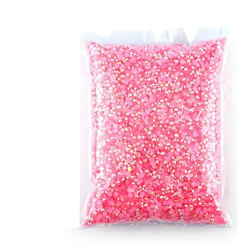 Größen 2–6 mm, Jelly Pink AB, rund, kein Hotfix, Glitzer, Bling, silberfarben, flache Rückseite, Strasssteine zum Aufkleben, Perlen für Nailart, Nagel-Edelsteine, DIY, Dunkelrosa AB, 2 von QOVBD