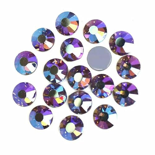 Großartiger, langlebiger AB-Glanz, mehrfarbig, Hotfix-Strasssteine, flache Rückseite, Kristall, zum Aufbügeln auf Stein, Glasglitzer, für Kleidungsstücke, Helles Amethyst AB-SS20, 1440 Stück von QOVBD