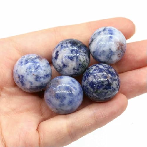 Großhandel 20 mm Naturstein, runde Kugel, Amethyst, Energiekristallperle, DIY-Edelsteinkugel, Halskette, Mineralprobe, Heimdekoration, Blauer Fleck, Jade, 20 Stück von QOVBD