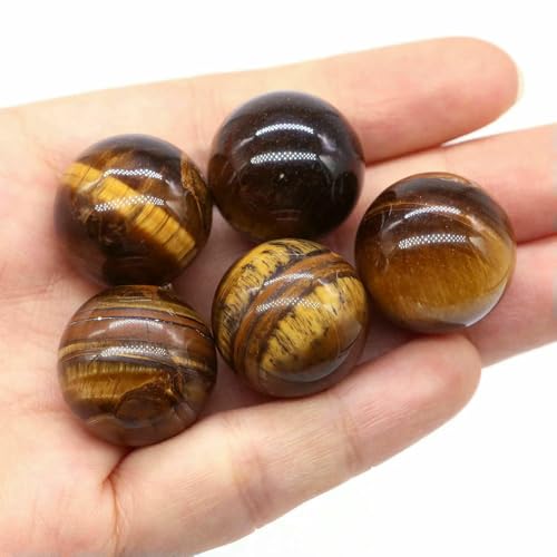 Großhandel 20 mm Naturstein, runde Kugel, Amethyst, Energiekristallperle, DIY-Edelsteinkugel, Halskette, Mineralprobe, Heimdekoration, Tigerauge, 20 Stück von QOVBD