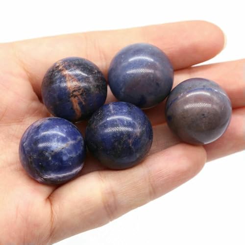 Großhandel 20 mm Naturstein, runde Kugel, Amethyst, Energiekristallperle, DIY-Edelsteinkugel, Halskette, Mineralprobe, Heimdekoration, blauer Sodalith, 20 Stück von QOVBD