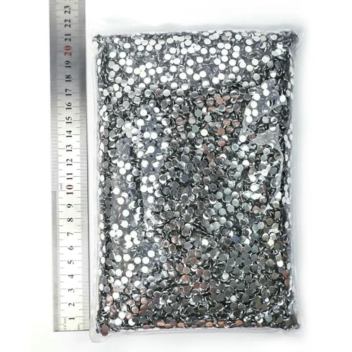 Großhandel in großen Mengen, Silber- und Gelee-Unterseite, Glitzerstein, nicht Hotfix-Strasssteine, flache Rückseite, Strass für DIY-Hochzeitsdekorationen, Schwarzer Diamant, 5 mm SS20, 10.000 Stück von QOVBD