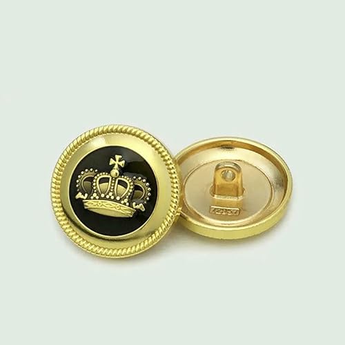 Hochwertige Metallknöpfe im europäischen Kronendesign, Anzugdurchmesser 23,0 mm, goldene Nähknöpfe, Jacken- und Mantelknöpfe im britischen Stil, 1–15 mm, 10 Stück Hochwertige Metallknöpfe im europäischen Kronendesign, Anzugdurchmesser 23,0 mm, goldene Nähknöpfe, Jacken- und Mantelknöpfe im britischen Stil, 1–15 mm, 10 Stück von QOVBD