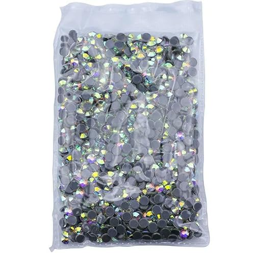 HotFix-Kristall-Strass AB mit Kleber auf der Unterseite, Strass zum Nähen und Dekorieren von Stoff, Kleidung, Schuhen und Taschen, transparent, AB-ss4, 1440 Stück von QOVBD