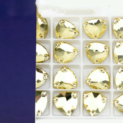 K9 Glas-Strasssteine zum Aufnähen, Kristall, flache Rückseite, zum Nähen, für DIY-Taschen, Kleidungsstücke, Jonquil, 16 x 16 mm, 18 Stück von QOVBD