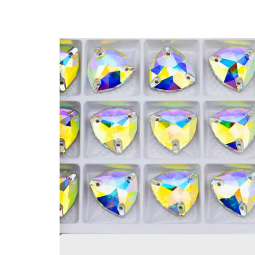 K9 Glas-Strasssteine zum Aufnähen, Kristall, flache Rückseite, zum Nähen, für DIY-Taschen, Kleidungsstücke, Kristall AB, 16 x 16 mm, 18 Stück von QOVBD