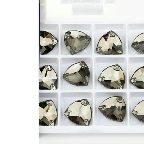 K9 Glas-Strasssteine zum Aufnähen, Kristall, flache Rückseite, zum Nähen von DIY-Taschen, Kleidungsstücken, Schwarzer Diamant, 16 x 16 mm, 18 Stück von QOVBD
