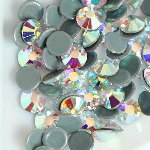 Klare Hotfix-Strasssteine, superhell, Glas-Strass zum Aufbügeln, Kristall-Hotfix-Strasssteine für Stoffbekleidung, kristallklar AB-SS16, 1440 Stück von QOVBD