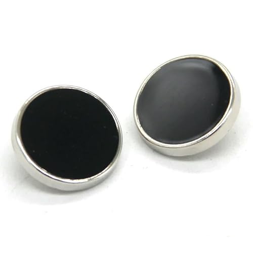 Klassische runde, flache Metallknöpfe mit Schaft für Kleidung, modische Mäntel, Anzüge, Blazer, Stricktaschen, handgefertigte Dekorationen, DIY-Bastelarbeiten, Weiß/Schwarz, 23,0 mm, 6 Stück von QOVBD