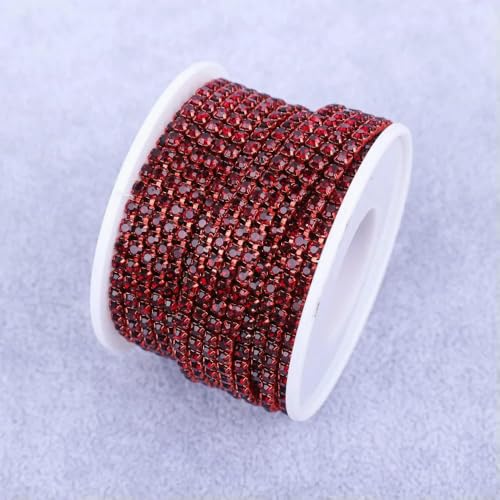 Kristall 10 Yard Strass Trim Stein Cup Kette Gold Diamant Strass Dekorative Applikation Besatz für Kleider Dk. Siam-SS8-5Yard von QOVBD