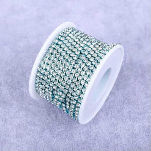 Kristall 10 Yard Strassbesatz Steinbecherkette Gold Diamant Strass Dekorative Applikation Besätze für Kleider Crystal-Blue-SS6-1yard von QOVBD