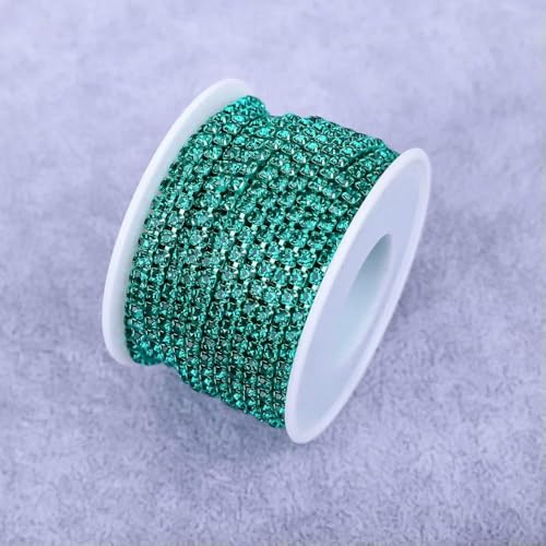 Kristall 10 Yard Strassbesatz Steinbecherkette Gold Diamant Strass Dekorative Applikation Besätze für Kleider Grüner Zirkon-SS12-10Yard von QOVBD