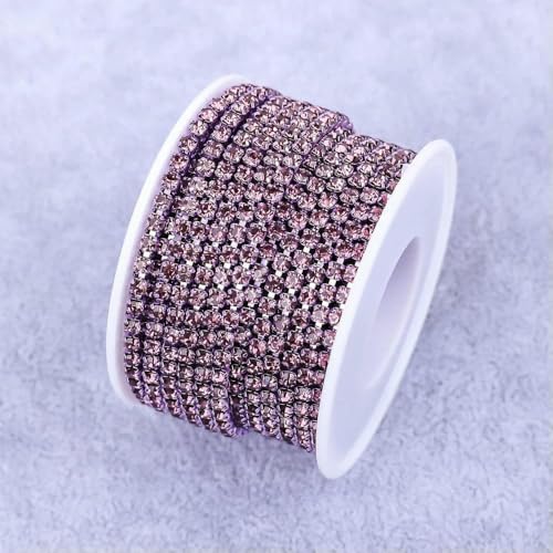 Kristall 10 Yard Strassbesatz Steinbecherkette Gold Diamant Strass Dekorative Applikation Besätze für Kleider Lt. Amethyst-SS12-10Yard von QOVBD