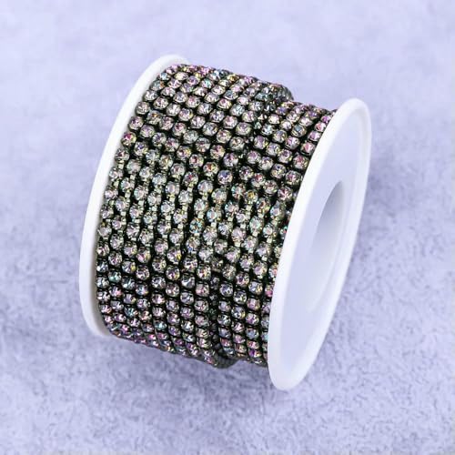 Kristall 10 Yard Strassbesatz Steinbecherkette Gold Diamant Strass Dekorative Applikation Besätze für Kleider Rainbow-SS8-1yard von QOVBD