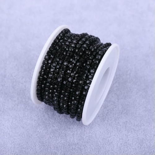 Kristall 10 Yard Strassbesatz Steinbecherkette Gold Diamant Strass Dekorative Applikation Besätze für Kleider Tiefschwarz-SS8-10Yard von QOVBD