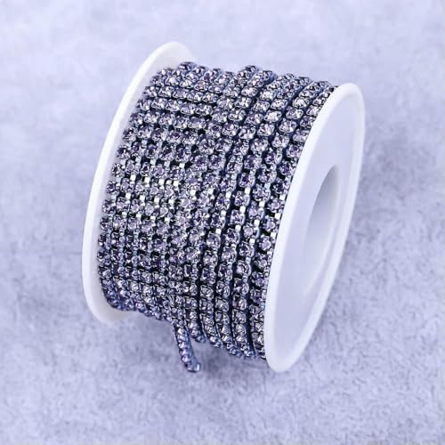 Kristall 10 Yard Strassbesatz Steinbecherkette Gold Diamant Strass Dekorative Applikation Besätze für Kleider Violett-SS8-1 Yard von QOVBD