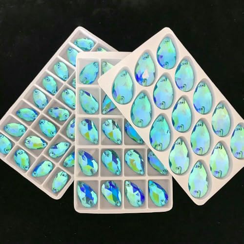 Kristall in allen Größen, beliebte Farbe AB, Tropfen zum Aufnähen, Kristallsteine zum Aufnähen, 2 Löcher, DIY-Kleidungsherstellung, 17 x 28 mm, 12 Stück Kristall in allen Größen, beliebte Farbe AB, Tropfen zum Aufnähen, Kristallsteine zum Aufnähen, 2 Löcher, DIY-Kleidungsherstellung, 17 x 28 mm, 12 Stück von QOVBD