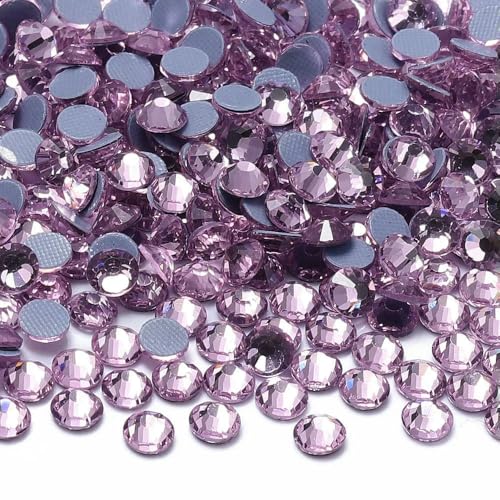 Mehrfarbige SS6-SS30 Glaskristall-Hotfix-Strasssteine, flache Rückseite, zum Aufbügeln für DIY-Nagelkunst, Stoff, Kleidung, Dekoration – Hellrosa – SS30 – 288 Stück von QOVBD