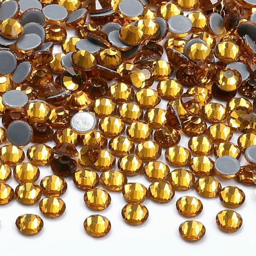 Mehrfarbige SS6-SS30 Glaskristall-Hotfix-Strasssteine zum Aufbügeln, flache Rückseite, für DIY-Nagelkunst, Stoff, Kleidung, Dekoration, Topas, SS20, 1440 Stück von QOVBD